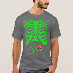 Halloween Green Skeleton XRay Pregnant Jack O Lant T-Shirt