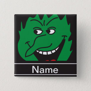 Halloween Green Witch Face Personalize 2 Inch Square Button