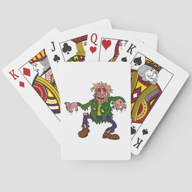 Halloween Green Zombie Monster Playing Cards (Back)