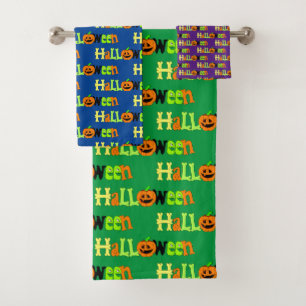 Halloween Greeting Bath Towel Set