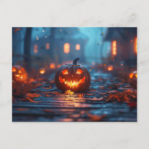 Halloween greeting card creepy pumpkin
