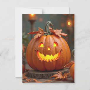 Halloween greeting card creepy pumpkin