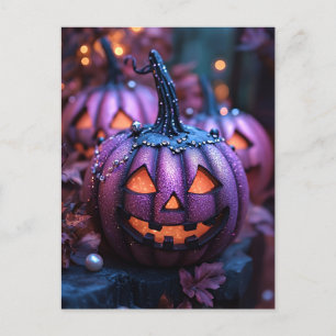 Halloween greeting card creepy pumpkin