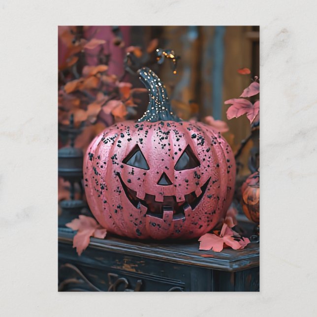 Halloween greeting card creepy pumpkin (Front)