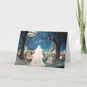 Halloween Greeting Card,graveyard,ghost,tombstones Card