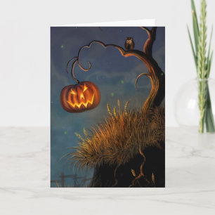 Halloween Greeting Card/Pumpkin and Owl Card