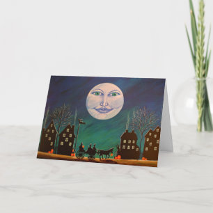 Halloween Greeting Card,witches,black,cat,moon Card