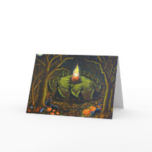 Halloween Greeting Card,witches,coven,stars,grove