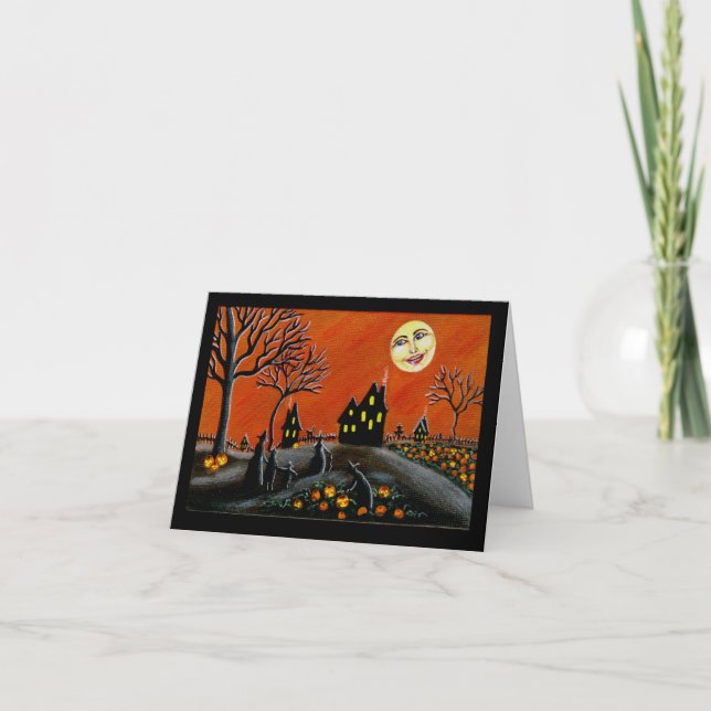 Halloween ,greeting, card , witches,Jack-O-Lantern (Front)