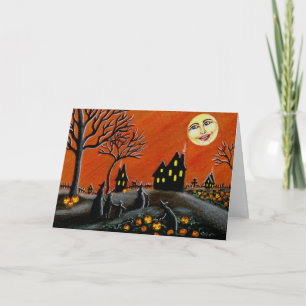 Halloween Greeting Card ,witches,Jack-O-Lanterns