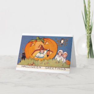 Halloween Greeting Kids, Pumpkin, Owl Card