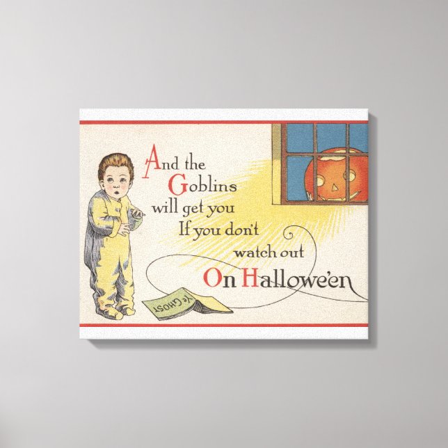 Halloween GreetingGoblin in Window Canvas Print (Front)