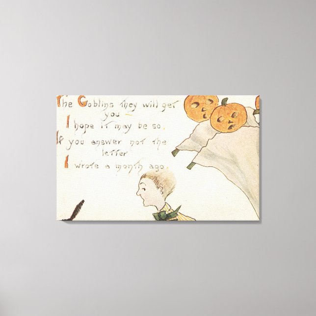 Halloween GreetingJack-O-Lantern Ghosts Canvas Print (Front)
