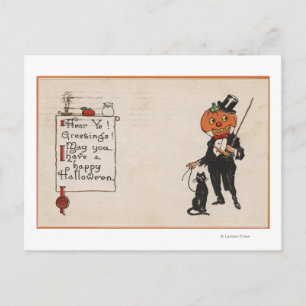 Halloween GreetingJack-O-Lantern in Tux Postcard