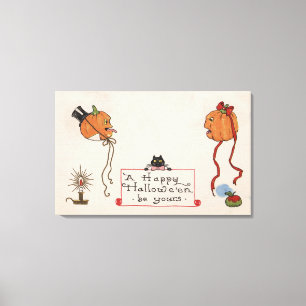 Halloween GreetingMr. & Mrs. Jack-O-Lantern Canvas Print