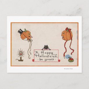Halloween GreetingMr. & Mrs. Jack-O-Lantern Postcard