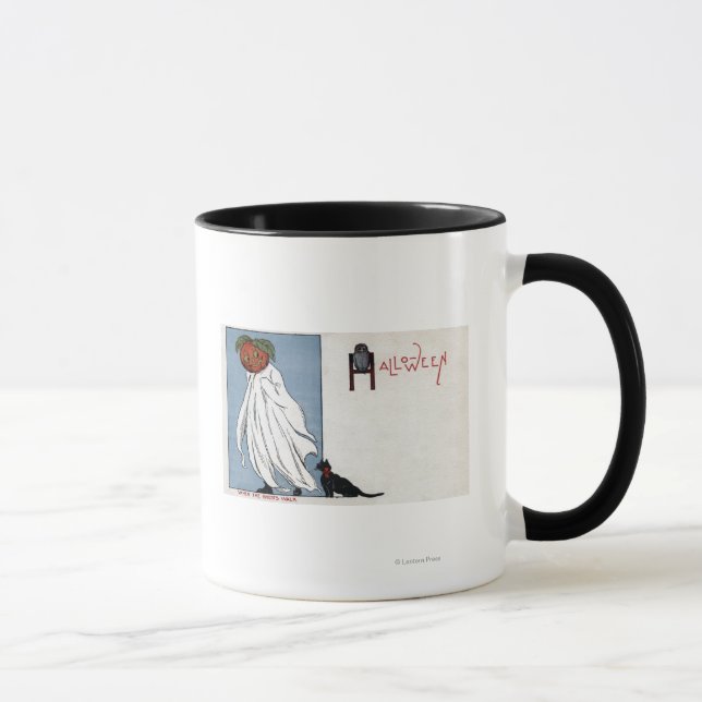 Halloween GreetingPumpkin under Sheet Mug (Right)