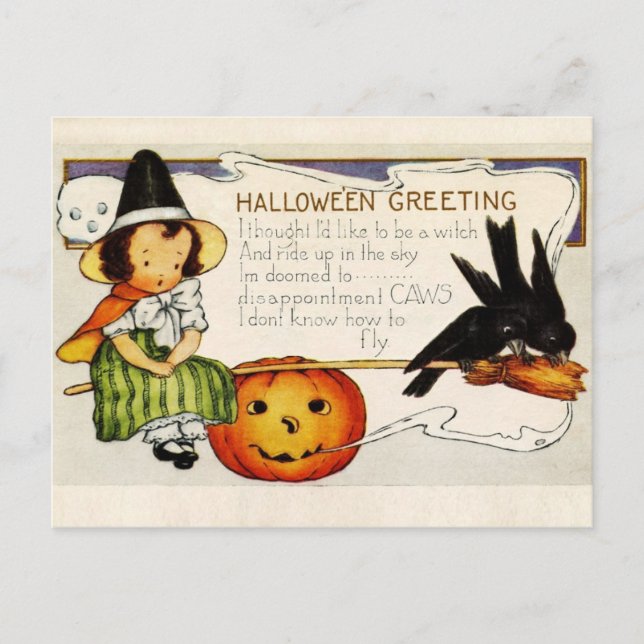 Halloween Greetings from the Little Witch Postcard (Front)