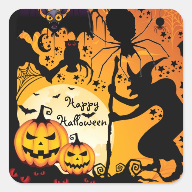 Halloween greetings_ square sticker (Front)