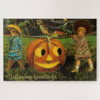 Halloween Greetings - Vintage Spooly Postcard