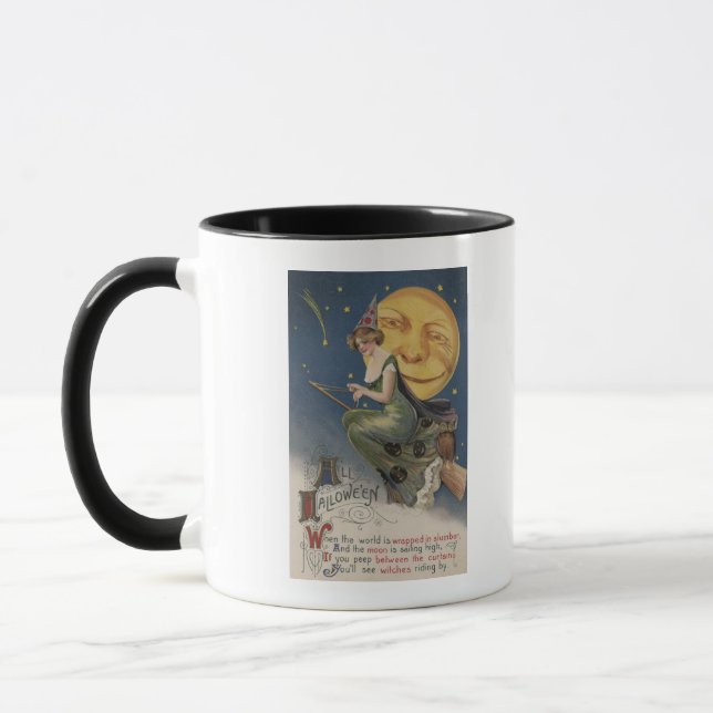 Halloween GreetingWitch in Flight Mug (Left)