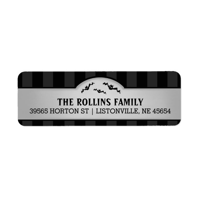 Halloween Grey & Black Address Label with Bats (Front)