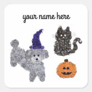 Halloween Grey Poodle #1-3 Stickers