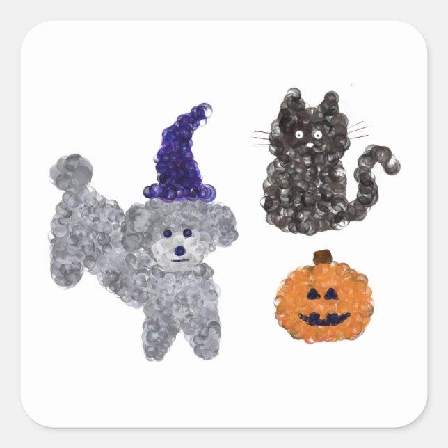 Halloween Grey Poodle #1 Stickers (Front)