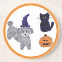 Halloween Grey Poodle #2-2 Coaster