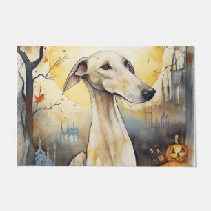 Halloween Greyhound With Pumpkins Scary Doormat