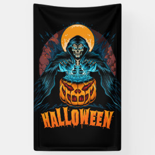 Halloween Grim Reaper and Pumpkin Banner