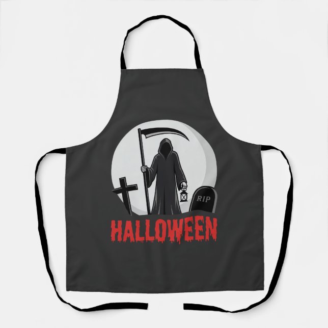 Halloween Grim Reaper Cemetery Design Apron (Front)