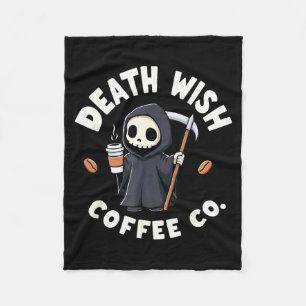 Halloween Grim Reaper Death Wish Coffee Fleece Blanket