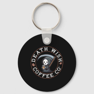 Halloween Grim Reaper Drinking Coffee Death Wish C Keychain