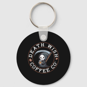 Halloween Grim Reaper Drinking Coffee Death Wish Keychain