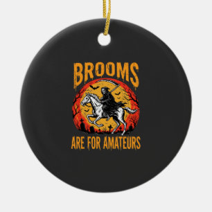 Halloween Grim Reaper Horse Brooms Are for Amateur Ceramic Ornament