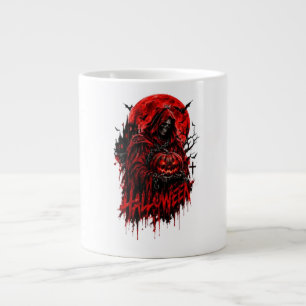 Halloween Grim Reaper Pumpkin Gothic Horror Design Large Coffee Mug