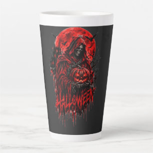 Halloween Grim Reaper Pumpkin Gothic Horror Design Latte Mug