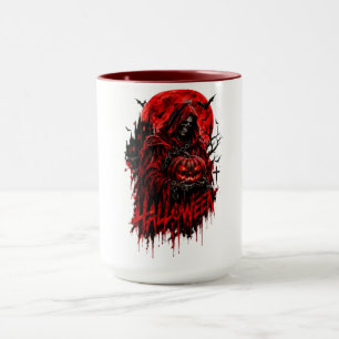 Halloween Grim Reaper Pumpkin Gothic Horror Design Mug