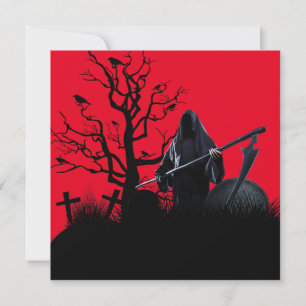 Halloween Grim Reaper Red Night Card