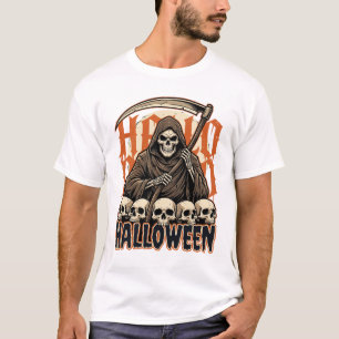 Halloween Grim Reaper Skull Pile Vector T-Shirt