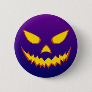 Halloween Grinning Face Jack o Lantern Pumpkin 2 Inch Round Button