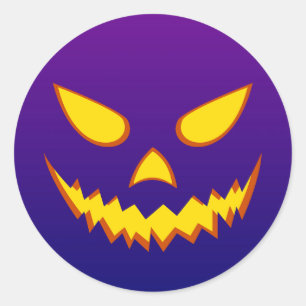 Halloween Grinning Face Jack o Lantern Pumpkin Classic Round Sticker