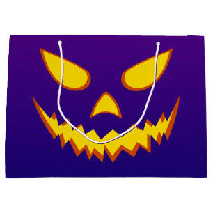 Halloween Grinning Face Jack o Lantern Pumpkin Large Gift Bag