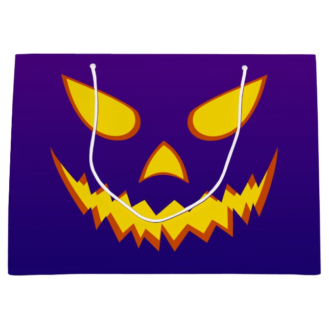 Halloween Grinning Face Jack o Lantern Pumpkin Large Gift Bag (Front)