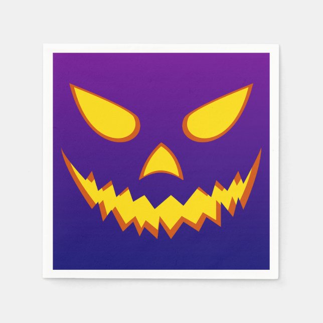 Halloween Grinning Face Jack o Lantern Pumpkin Napkin (Front)