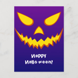 Halloween Grinning Face Jack o Lantern Pumpkin Postcard