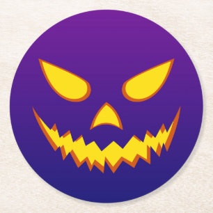 Halloween Grinning Face Jack o Lantern Pumpkin Round Paper Coaster