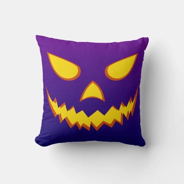 Halloween Grinning Face Jack o Lantern Pumpkin Throw Pillow (Front)
