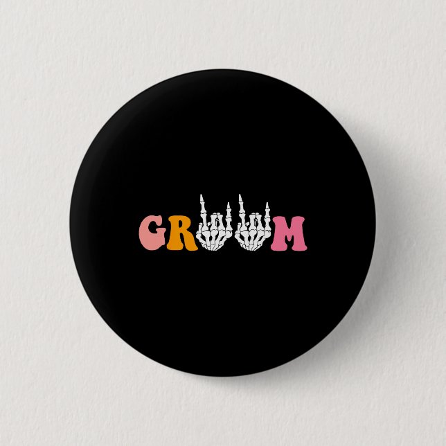 Halloween Groom Bride Skeleton Hand Wedding Bachel 2 Inch Round Button (Front)